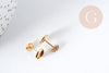 Boucles puce support cabochon rond 6mm laiton doré 16K, la paire (G8922)