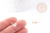 Boucles puce zircon goutte acier 304 inoxydable doré 14mm, x2 (G4523)