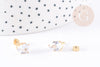 Boucles puce zircon goutte acier 304 inoxydable doré 14mm, x2 (G4523)