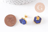 Boucles puces lapis lazulis doré 18K, la paire (G1414)