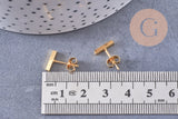 Boucles puces rectangle acier 304 inoxydable doré IP 6mm, la paire (G0212)