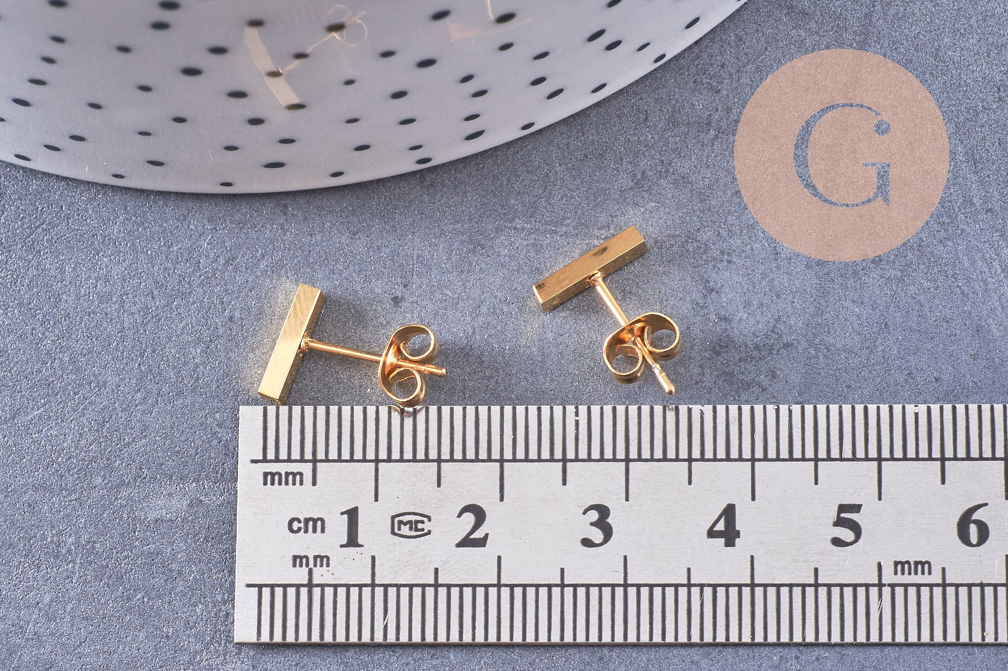 Boucles puces rectangle acier 304 inoxydable doré IP 6mm, la paire (G0212)