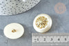 Bouton ancien rond Soleil écru et or polyester 27mm, fourniture de mercerie vintage, x1 G7433