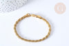 Bracelet Chaines torsadées acier 304 inoxydable doré 17.8cm, x1 (G7791)