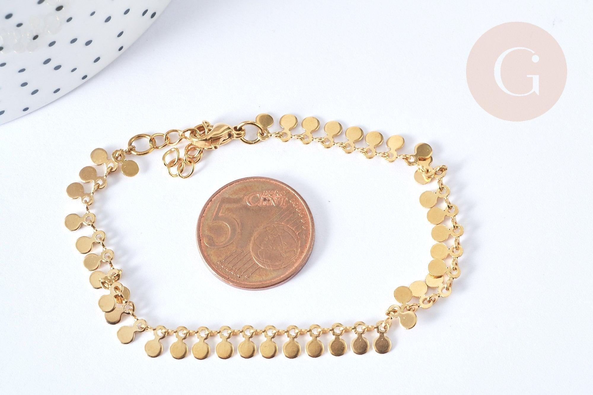 Bracelet Pastilles rondes acier 304 inoxydable, sans nickel, 18cm, x1 (G7909)