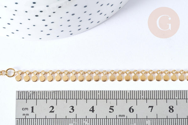 Bracelet Pastilles rondes acier 304 inoxydable, sans nickel, 18cm, x1 (G7909)