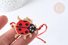 Bracelet Réglable coccinelle 28cm cordon rouge nylon perles rocailles tissées , bijou chance à offrir, bracelet amitié, x1 (G7685)