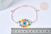 Bracelet Réglable cordon nylon perles de rocailles tissées mauvais œil coloré 28cm, bijou chance à offrir, bracelet amitié, x1 (G7945)