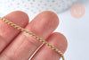 Bracelet acier 304 inoxydable doré 14k chaine torsadée 1.5-2mm/19.5cm, x1 (G5358)
