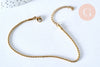 Bracelet acier 304 inoxydable doré 14k chaine torsadée 1.5-2mm/19.5cm, x1 (G5358)