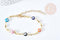 Bracelet chaine oeil protecteur multicolore acier inoxydable doré 304 19cm, x1 (G8739)