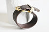 Bracelet cuir marron réglable boucle dorée 25.5mm, x1 (G8494)