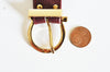 Bracelet cuir rouge bordeaux réglable boucle dorée 25.5mm, x1 (G4791)