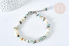 Bracelet de cheville perles amazonite naturelle laiton et acier inxoydable platine 21.5cm, x1 (G7792)