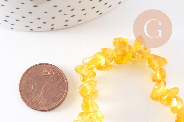 Bracelet élastique chips citrine naturelle chauffee 50mm, x1 (G5667)