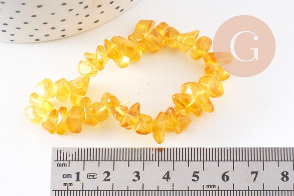 Bracelet élastique chips citrine naturelle chauffee 50mm, x1 (G5667)