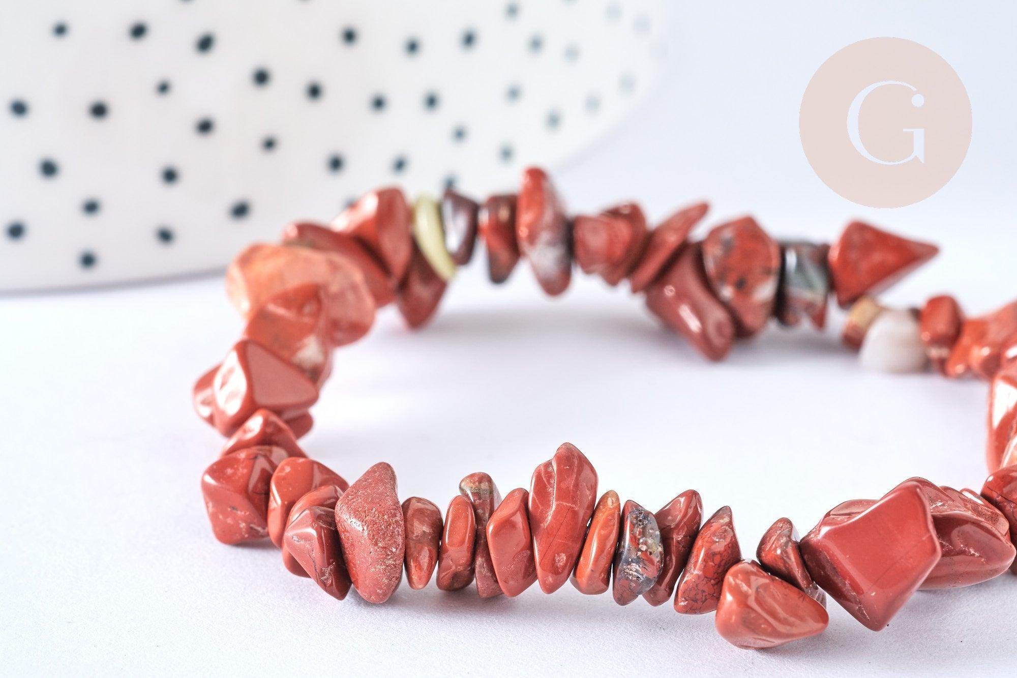 Bracelet élastique chips jaspe rouge naturel 50mm, x1 (G7074)