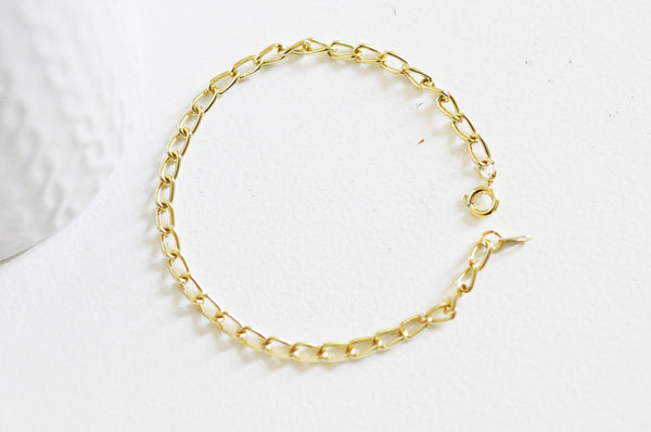 Bracelet gourmette maillons doré 16K 18cm, x1 (G1202)