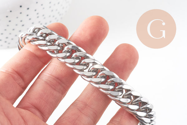 Bracelet gros maillons en inoxydable, fermoir toggle, bracelet homme, x1 (G0273)