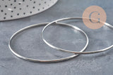 Smooth 304 Stainless Steel Platinum Bangle Bracelet 65mm, x1 (G11150)