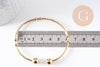 Bracelet jonc ouvert finition boule 2mm acier 304 inoxydable doré 53~60mm, x1 (G10310)