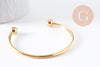 Bracelet jonc ouvert finition boule 2mm acier 304 inoxydable doré 60mm, x1 (G10311)