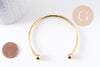 Bracelet jonc ouvert finition boule 2mm acier 304 inoxydable doré 60mm, x1 (G10311)