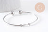 Bracelet jonc ouvert finition boule 4mm acier 304 inoxydable platine 50~65mm, x1 (G10314)