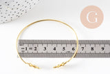 Bracelet jonc ouvert réglable 16k feuille 63mm, x1 (G2199)