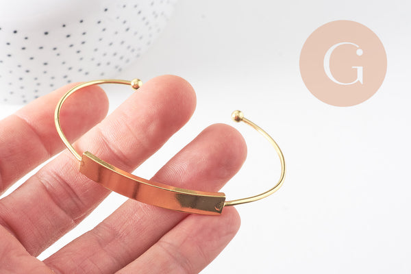 Bracelet jonc réglable laiton doré 18K 64mm, x1 (G1241)