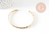 Bracelet jonc réglable laiton doré tresse 14k 50mm, x1 (G0478)