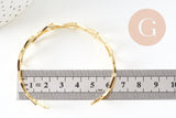 Bracelet jonc réglable lisange laiton doré 14k 50mm, x1 (G4698)