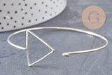 Bracelet jonc réglable triangle laiton argenté 60mm, x1 (G1812)