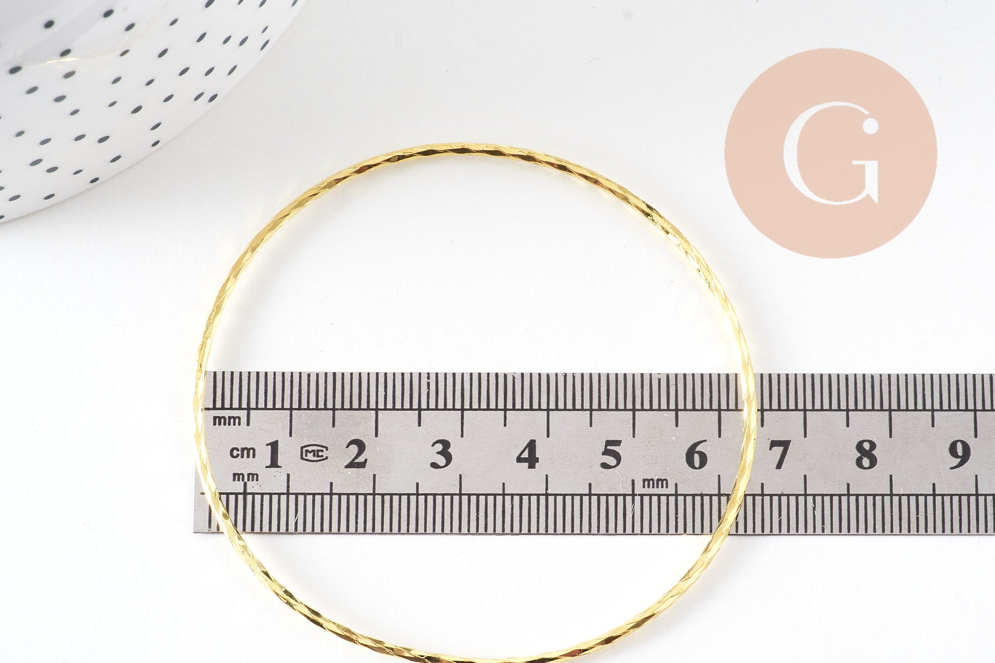 Bracelet jonc strié laiton doré 62mm, x1 (G3962)