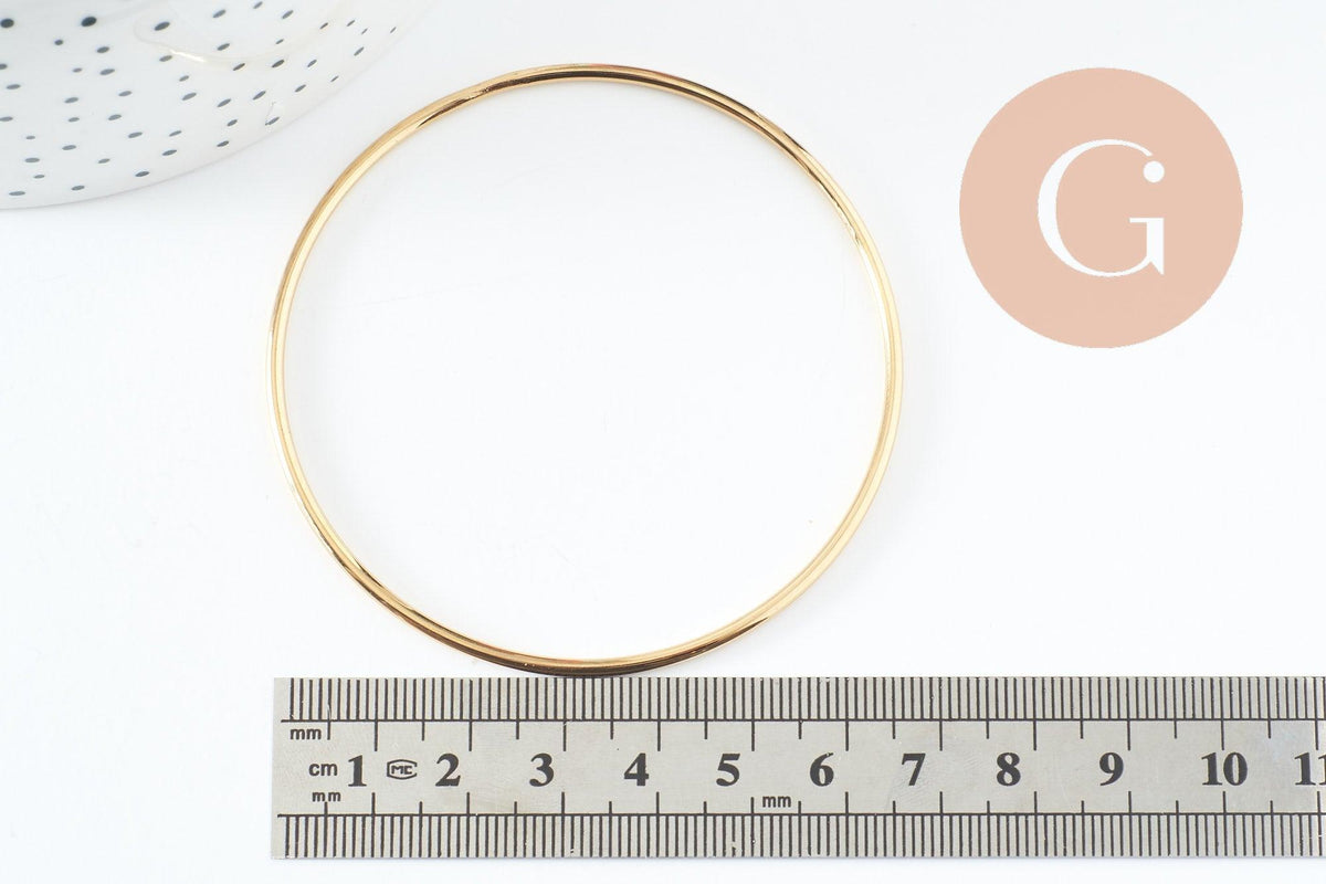 Bracelet jonc tibétain 2mm acier 201 inoxydable doré 66mm x1 (G9801)