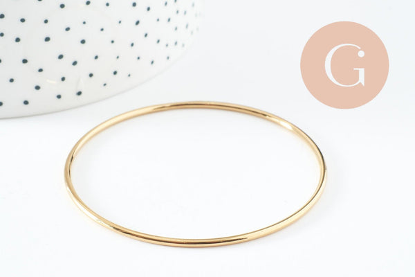 Bracelet jonc tibétain 2mm acier doré 66mm x1 (G9801)