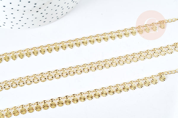 Bracelet laiton doré maille fantaisie pastille 17.5cm, x1 (G8080)