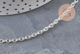 Pulsera de eslabones forzados de acero inoxidable 304 plateado de 4 mm/18,5 cm, x1 (G11204)