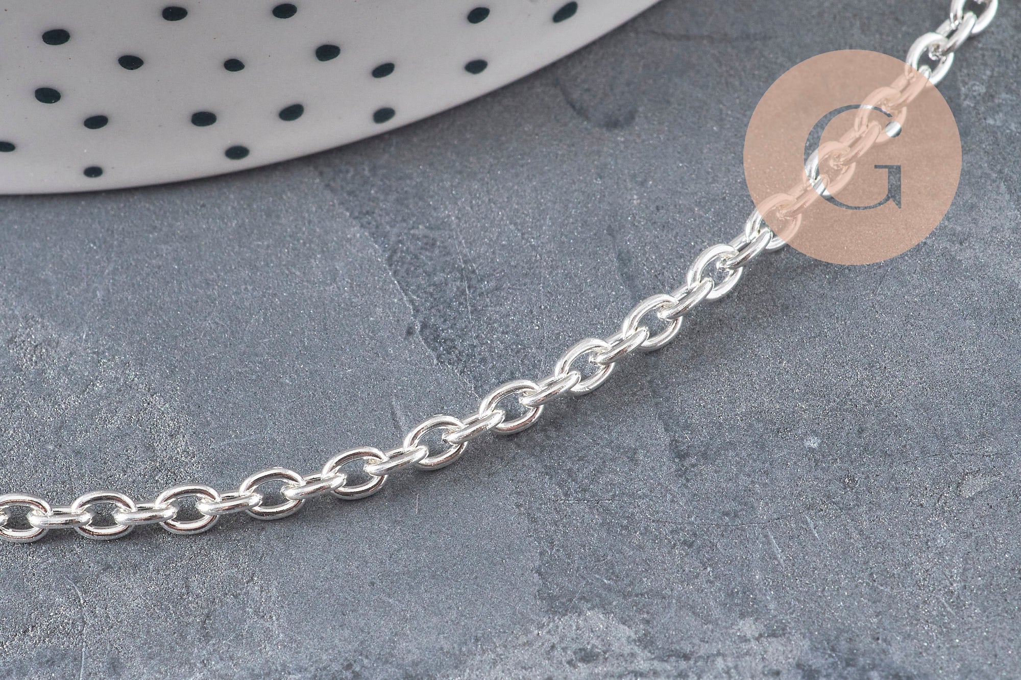 Pulsera de eslabones forzados de acero inoxidable 304 plateado de 4 mm/18,5 cm, x1 (G11204)