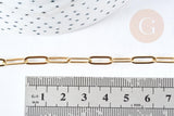 Bracelet maille rectangle trombone acier inoxydable 304 doré 14k 19cm, x1 (G8715)