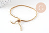 Bracelet maille rollo réglable fermoir coulissant acier inoxydable 304 doré 14k 24cm, x1 (G0188)