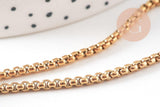 Bracelet maille rolo réglable fermoir coulissant acier inoxydable 304 doré 14k 24cm, x1 (G0188)
