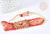 Bracelet manchette Réglable oeil protecteur cordon nylon perles rocailles tissées rouge 28cm, bijou chance à offrir, bracelet amitié, x1 (G7635)
