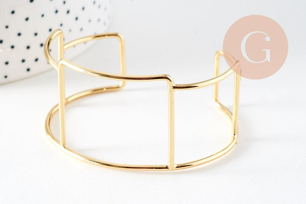 Bracelet manchette jonc réglable laiton 18k 51mm, x1 (G5261)