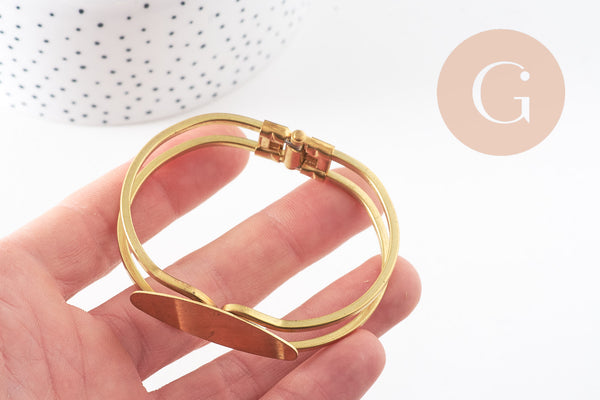 Bracelet manchette ressort laiton brut 47x60mm, x1 (G2710)