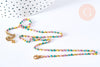 Bracelet ou collier acier 304 inoxydable doré 14k résine multicolore 2-3mm/19cm, x1 (G3774)