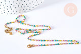 Bracelet ou collier acier 304 inoxydable doré 14k résine multicolore 2-3mm/19cm, x1 (G3774)