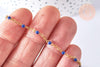 Bracelet ou collier acier doré 14k résine bleu marine chaine dorée, bracelet chaîne fine,1.5mm,20.5cm, x1 G3603