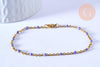 Bracelet ou collier acier doré 14k résine lilas 1.5mm-20.5cm, x1 (G3598)