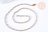 Bracelet ou collier acier doré 14k résine lilas 1.5mm-20.5cm, x1 (G3598)